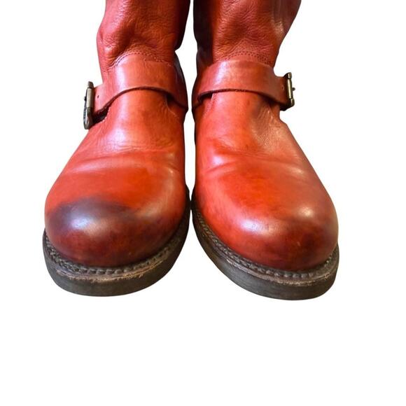Vintage Frye Veronica Short Moto Engineer Boot Red Leather Women size 9.5 - Picture 3 of 7